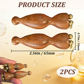 Facial Massage Tool Set 2pcs Sandalwood Eye Massager with 5 Copper Beads Wooden Facial Massage Tools Gua Sha Eye Massager Tool for Face Acupressure Head Massage Wood Therapy Manual Massage Tool