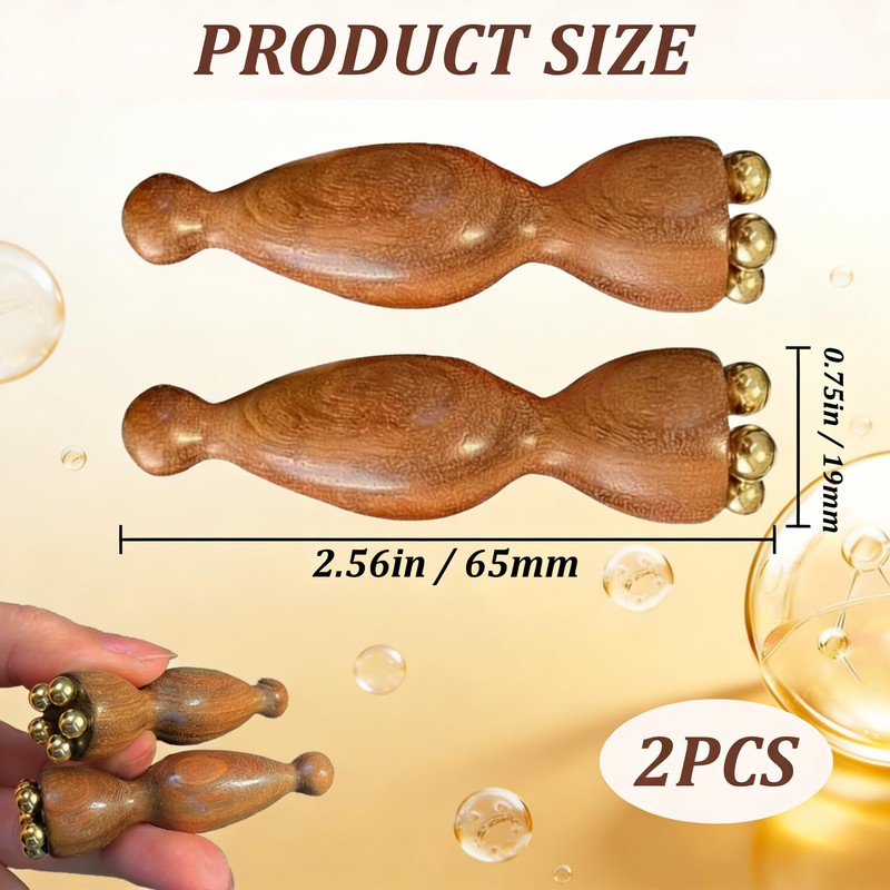 Facial Massage Tool Set 2pcs Sandalwood Eye Massager with 5