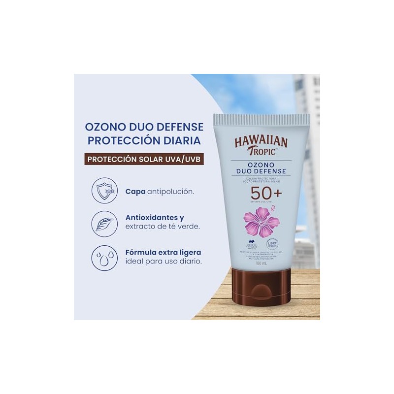 Hawaiian Tropic Ozono Protector Solar 50+ FPS Loción de 180