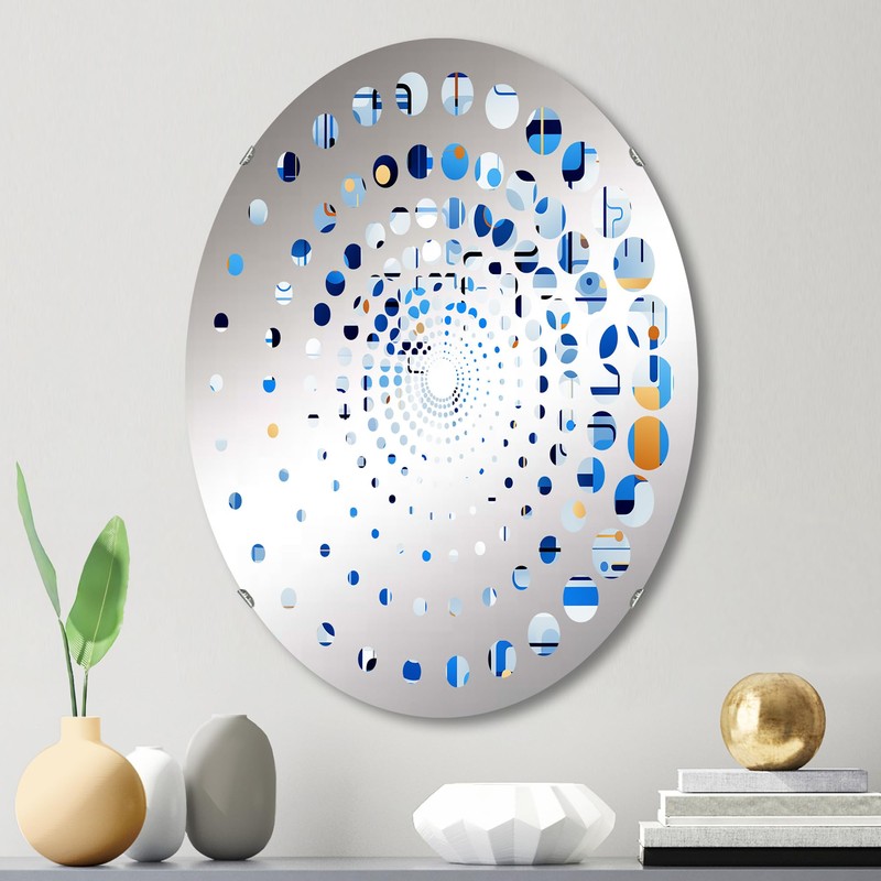 DesignQ Striking Grid Pattern in Cobalt and White - Geometric