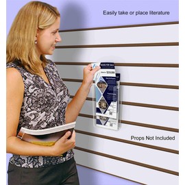 2 Pack Slatwall Pamphlet Holder for 4”W Literature Maps Menu Organizer Clear Acrylic Brochure Caddy by Marketing Holders