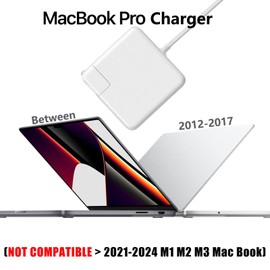 Mac Book Pro Charger - 85W Magnetic T-Tip Power Adapter,Compatible with Mac Book Pro 13 & 15 & 17 inch (Between 2012-2017)