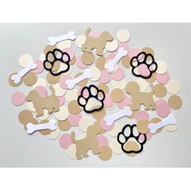 100PCS Let’s Pawty - pink puppy dog birthday confetti - dog theme girl birthday confetti - party animal confetti - paw print confetti