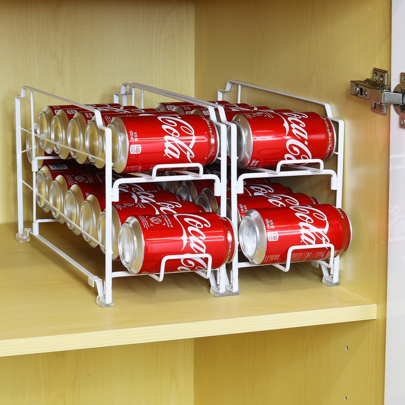 Simple Houseware Stackable Beverage Soda Can Dispenser Organizer Rack, White