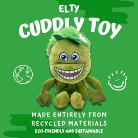 Elty The Soft Toy, Offical Animation Character, Eco-friendly Cuddle Stuffed Animal, Green, Plush, Age 3+, 20CM, Nature Inspired, FREE Backpack, Kids Gift