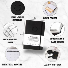 The Stoic Planner & Journal - A 2-in-1 Daily Planner and Guided Journal with Inspiring Writing Prompts - Build Productivity and a Positive Mindset - 3 Months Undated - Black