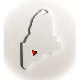 MAINE STATE OUTLINE AUGUSTA RED HEART CUTOUT HANGING ORNAMENT USA PR244-ME