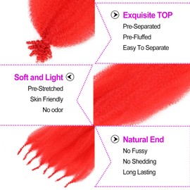 KEPBEAY Afro Twist Hair 12inch Afro Twist Crochet Braiding Hair (12 Inch (Pack of 3), RED#) …