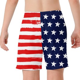 westwolf Boy Board Shorts Quick Dry Independence Day Swimming Shorts Compress Print Swim Trunks Outdoor American Flag Swim Briefs Boys Bathing Suit Size 14-16T