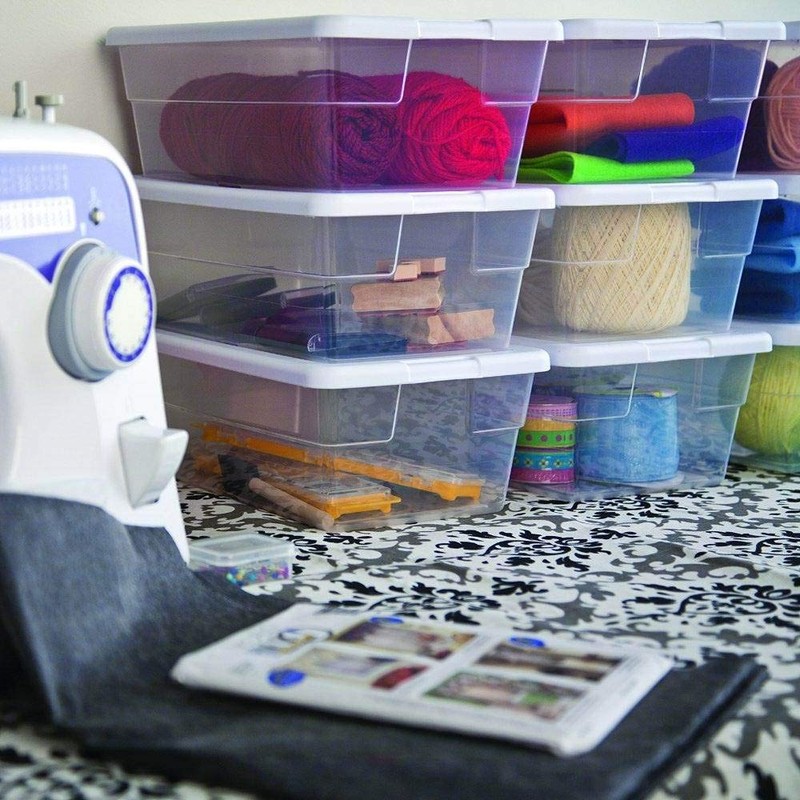 Sterilite 6 Qt Storage Box, Stackable Bin with Lid, Plastic