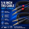 KOOKFJLLZ 1/4 Inch TRS Cable 10FT 2-Pack, 6.35mm Balanced OFC