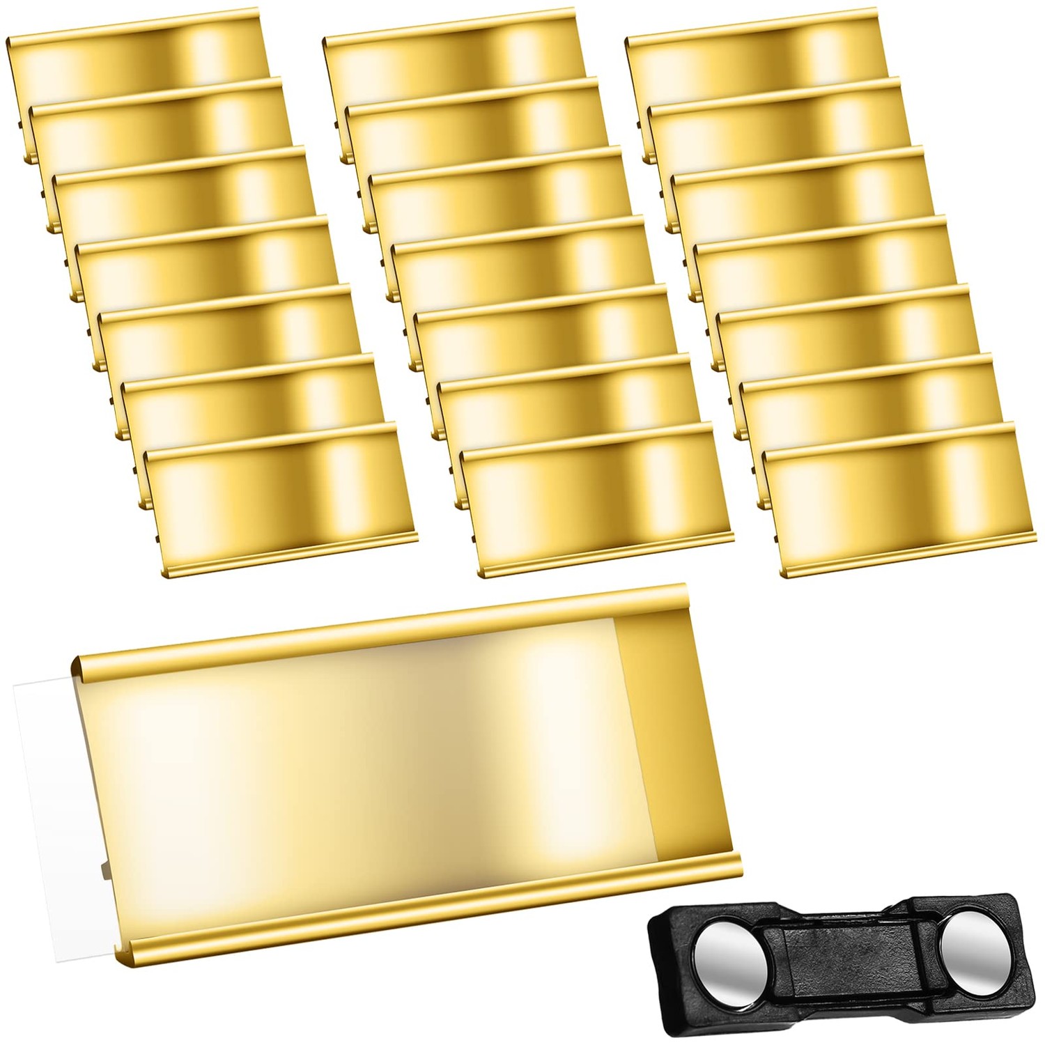 Pack of 20 Aluminium Name Badges Magnetic Name Plate with Paper Slot ...