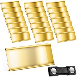 Pack of 20 Aluminium Name Badges Magnetic Name Plate with Paper Slot Name Plate with Magnetic Attachment for Events and Visitors Clothing Management, 72 x 32 mm, Gold