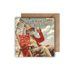 WBdesignz Construction Worker Retirement Card with Envelope - Craftsman Retirement Card "Zum Ruhestand alles Gute" Construction Site Greetings Card for Retirement Farewell Card (125 x 125 mm)