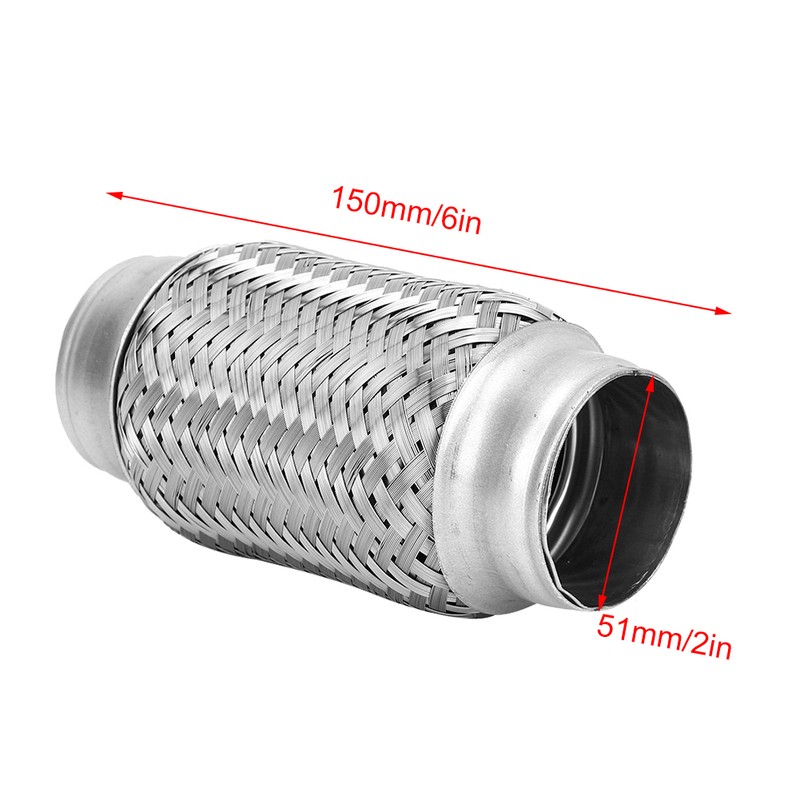 2 x 6in Car Exhaust Flexible Pipe Stainless Steel Weld