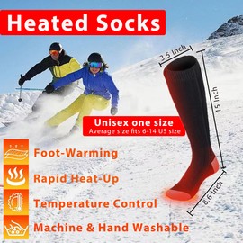 Heated Socks, Electric Heated Foot Warmer, Electric Heated Socks for Men Women, Washable Heated Socks Work Up to 8 Hours, Rechargeable Heating Socks with App Control for Winter Outdoor Hunting Skiing