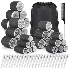 56 PCS Hair Curler Rollers with 5 Sizes Self Grip Hair Rollers with Storage Bag for Long Medium Short Thick Fine Volume Bangs Hair Jumbo Hair Roller for Salon Hairdressing and DIY Hairstyles