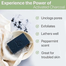 Beauty by Earth Jabn de barra de lavado facial de carbn  Barra de jabn antibacteriano orgnico de menta rbol de t barra de jabn limpiador facial para  