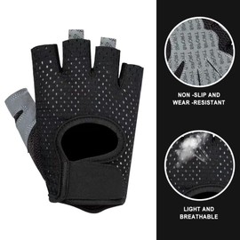 Cupimatch Fitness Gloves Men Black: Sports Gloves Men's Training Gloves Women Non-Slip Fingerless Gloves Breathable Fitness Gloves for Strength Training Strength Training Gym