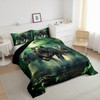 Feelyou Kids Dino Comforter Set Queen Size for Boys Green