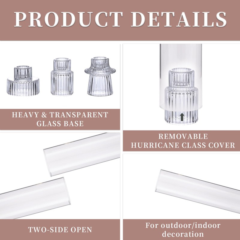 NITIME 9 Set Hurricane Glass Candle Holders for Taper Candles,