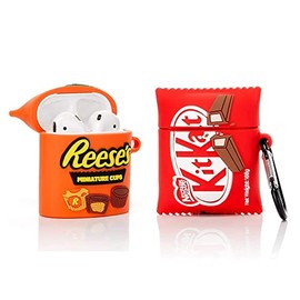 (2 Pack) BGAANM Cute Airpods 1/2 Case Silicone Cover with Keychain, Cartoon Skin Design Headphones Charging Case Protective Cover Accessories Kits Compatible for Airpods 1 and 2