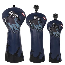 LZFAN 3PCS Golf Club Head Cover Set Golf Head Cover Driver Headcover Fairway Wood Headcover Hybrid Club Head Cover Embroidered Leather (Ghost)