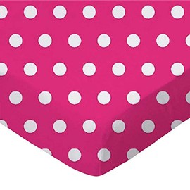 SheetWorld 100% Cotton Percale Fitted Crib Toddler Sheet 28 x 52, Polka Dots Hot Pink, Made in USA