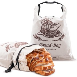 Puricon Set of 2 Beeswax Bread Bags, Reusable Bread Bag for Homemade Bread Sourdough, Bread Bag Baking Accessories Storage Bread Storage for Kitchen Food