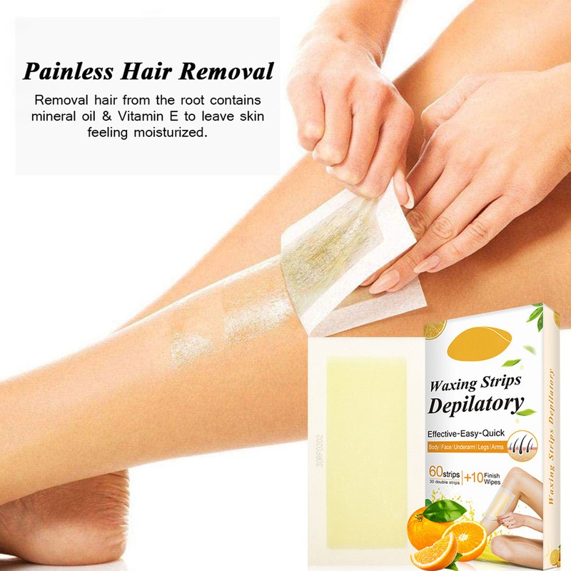 60pcs Wax Strip Gentle Fast Hair Removal Painless Remover Strips