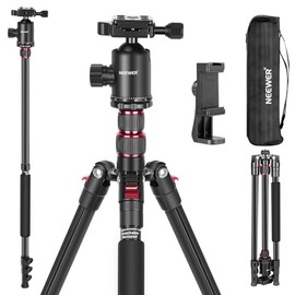 NEEWER Trípode de Cámara de 77 Pulgadas con Rótula de Bola Panorámica de 360°,Columna Central de 2 Ejes,Placa QR Tipo Arca, Aluminio Compacto,Ligero,Carga Máxima de 34 lb, Bolsa de Transporte Incluida