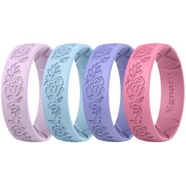 Egnaro Engagement Rings Women, Etched Classic Silicone Wedding Bands, Rubber Comfortable and Flexible Design