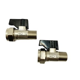 hep® 15mm x 3/8" Male Flat Faced Threaded Isolation Ball o fix Valves with Black Lever Straight for 3/8" Flexible Tap Connector (Pack of 2)