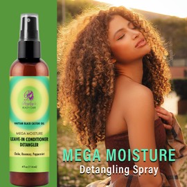 Doyley's Haitian Black Castor Oil Mega Moisture Leave-In Conditioner Detangler 4oz | Chebe Powder, Rosemary, Peppermint
