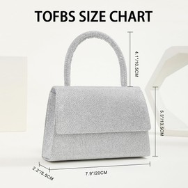 TOFBS Women's Clutch Glitter Elegant Handbag with Removable Chain Shoulder Bag Crossbody Chain Bag for Prom Wedding Party, silver