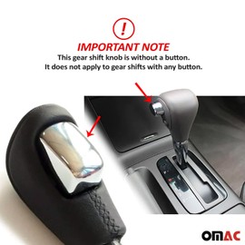 OMAC Black PU Leather Red Stiching Chrome Auto Car Gear Shift Knob Shifter Lever