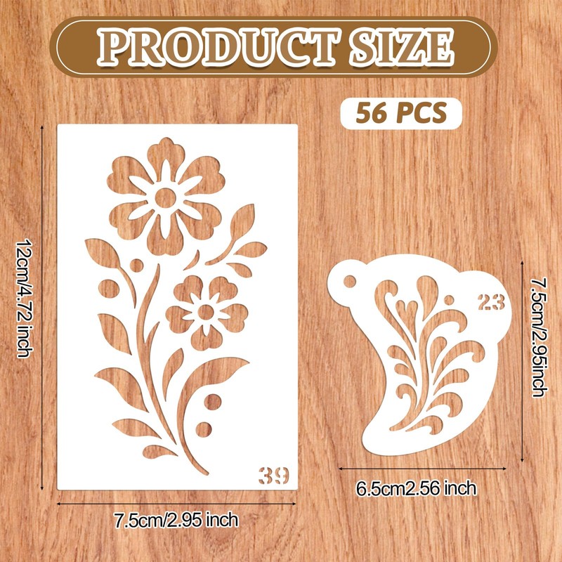 56pcs Face Paint Stencils, Reusable Body Facial Painting Templates