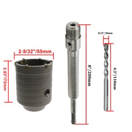 Rannb 2-5/32"/55mm Shank Hole Saw Set Concrete Hole bit Stone Hole Saw for Brick Concrete Cement Stone