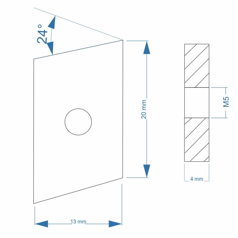 Slot Nut | Threaded Plate Rhombus 20 x 13 x