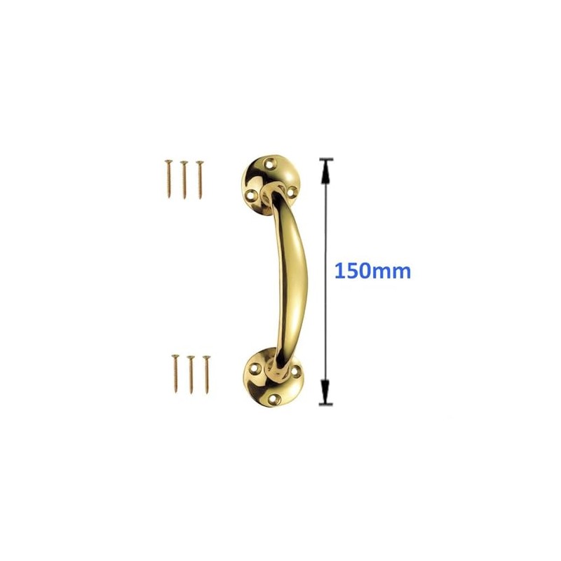Electric Brass Bow Pull Handles with Screws 150mm Victorian Bow