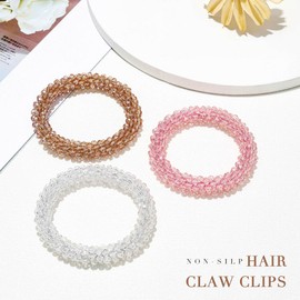 Fashey Pearl Hair Ties Bead Set Hair Scrunchies Rhinestone Ponytail Holder Elastic Hair Bands Pearl Hair Accessories for Women and Girls(Pack of 3) (Type B)