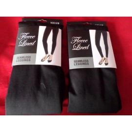 Gold Medal 2 Pair Gold Medal  Seamless Womens Fleece Leggings Black Small/Medium