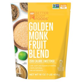 BetterBody Foods Golden Monk Fruit Sweetener Blend - Sugar Substitute, Zero Calorie, Keto Diet Friendly, Zero Net Carbs, Zero Glycemic, Baking, Extract, Sugar Replacement 1 lb, 16 Oz