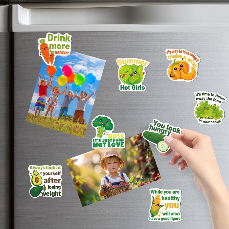 NQEUEPN 8pcs Funny Fridge Magnets Weight Lose, Cute Vegetables Motivational