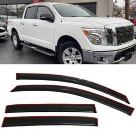 JUMBOMOTOR IN-CHANNEL Window Visors Sun Vent Rain Guard Fit Nissan Titan Crew Cab 2016-2024