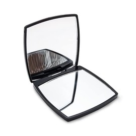Mpowtech Magnifying Square Compact Mirror, Folding Makeup Hand held Pocket Vanity Mirrors,Small Black Compact Mirror 2 x 1 Magnification,Perfect for Purses and Travel (Black-Square)