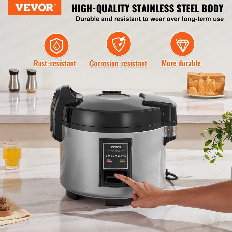 Commercial 60-Cup Rice Cooker 13.74 Qt/13 Liter Large Nonstick Inner
