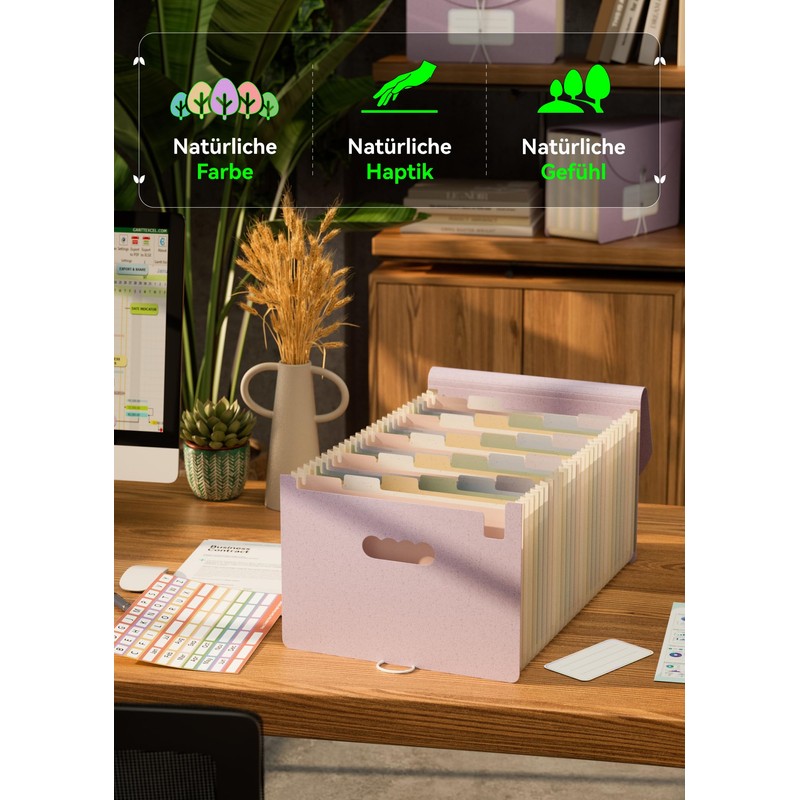 EcoStash Document Folder A4 26 Compartments Wheat Straw Expanding Folder