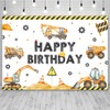 AIBIIN 7x5ft Construction Birthday Backdrop with Excavator, Crane & Digger