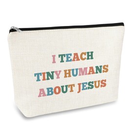 Sunday School Teacher Gift Makeup Bag for Women Christian Teacher Appreciation Gift Religious Gift for Teachers Cosmetic Bag Mothers Day Graduation Birthday Gift for Godmother Teachers Grandma Aunt